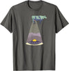 Funny Alien Abduction Cow UFO T-Shirt - Asphalt Grey