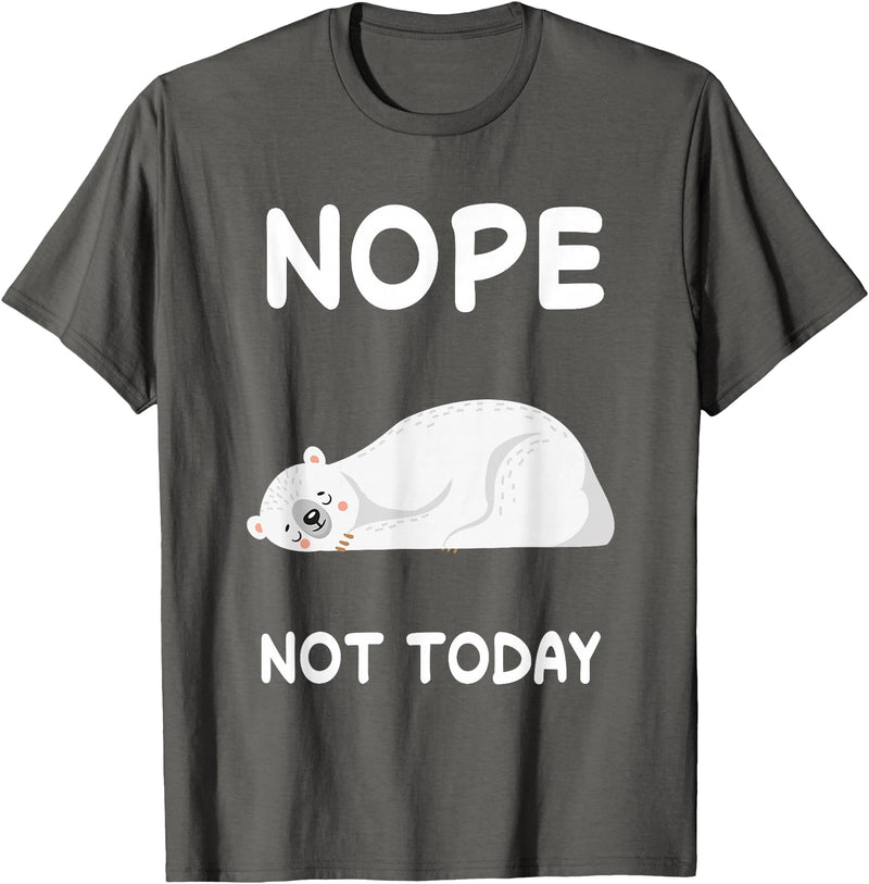 Nope Polar Bear Bears Nap Sleeping Pajama Nightgown T-Shirt - Asphalt Grey