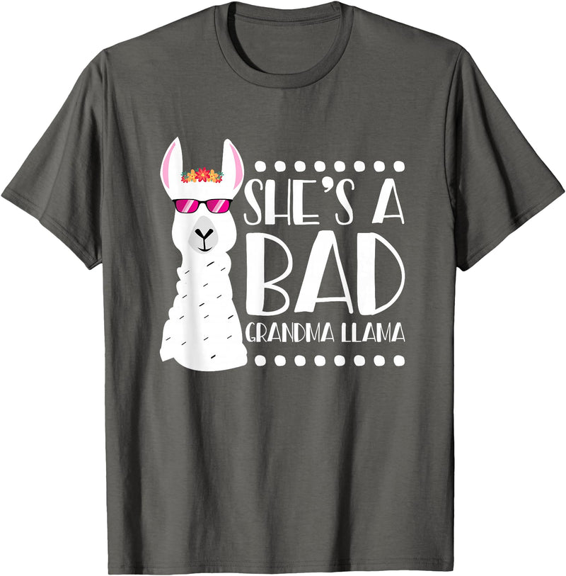 Llama - Alpaca Funny Designs Alpaca Fan Design Funny She's A Bad Grandma Llama For Women T-Shirt - Asphalt Grey