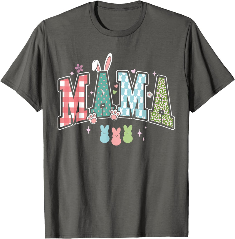 Mama Easter Day Funny Easter Mom Rabbit T-Shirt in Asphalt Grey