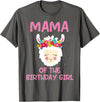 Llama Matching Birthday Party Theme Supplies Mama Of The Birthday Girl Llama First 1st Birthday Girl T-Shirt - Asphalt Grey