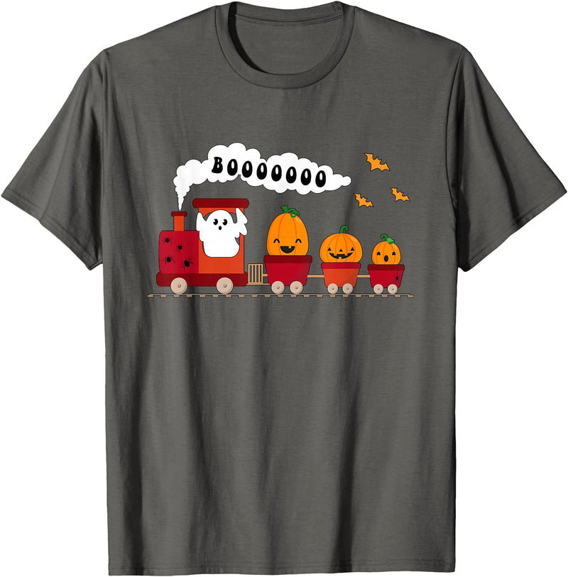 Halloween Train Boo Funny Ghost Pumpkin. Halloween Train Boo Funny Ghost Pumpkin Toddler Kids Boys T-Shirt - Asphalt Grey