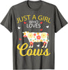 Just A Girl Who Loves Cows Gifts Cow Animal Lover Tee Just A Girl Who Loves Cows T-Shirt - Asphalt Grey