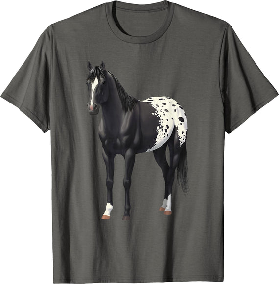 Horse Lover Art by CSForest Beautiful Black Blanket Appaloosa Horse Lover Gift T-Shirt - Asphalt Grey