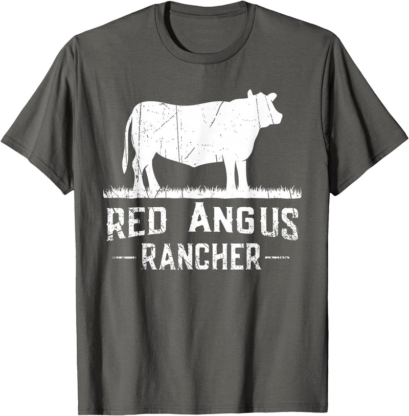 Funny Red Angus Farmer Gift for Cattle Lover Cow Breeder - Red Angus Rancher T-Shirt - Asphalt Grey