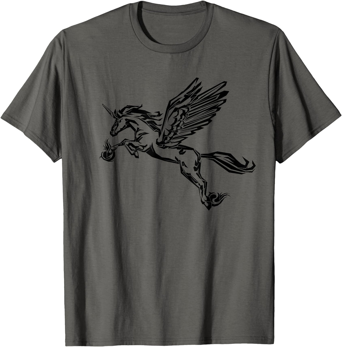Mythical creature mythical animal unicorn with Alicorn winged unicorn pegasus horse wings mythical animal T-Shirt - Asphalt Grey