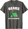 Gay Camping Bears LGBT Funny Gay Camping LGBT Pride Bears T-Shirt - Asphalt Grey