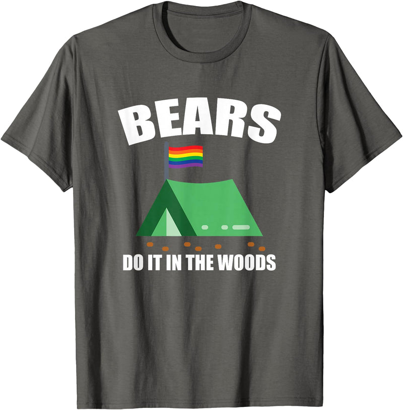 Gay Camping Bears LGBT Funny Gay Camping LGBT Pride Bears T-Shirt - Asphalt Grey