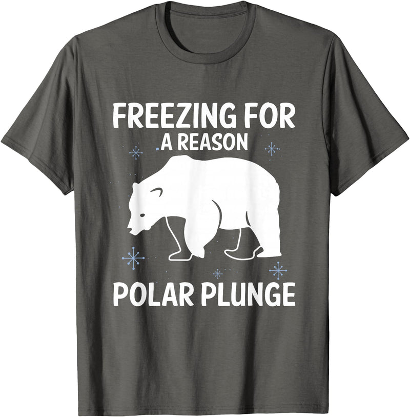 Global Warming Awareness Arctic Winter Ice Freezing For A Reason Polar Plunge Ice Bear T-Shirt - Asphalt Grey