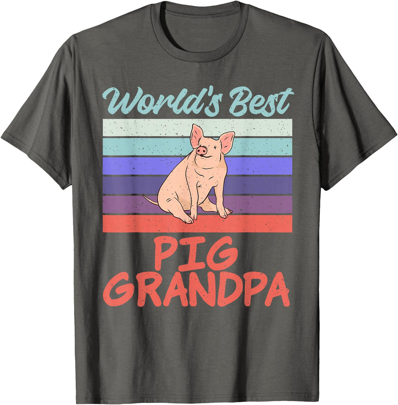 Pig Lover Gifts & Accessories Worlds best Pig Grandpa Pig Owner Pig Farmer Pig Grandad T-Shirt - Asphalt Grey