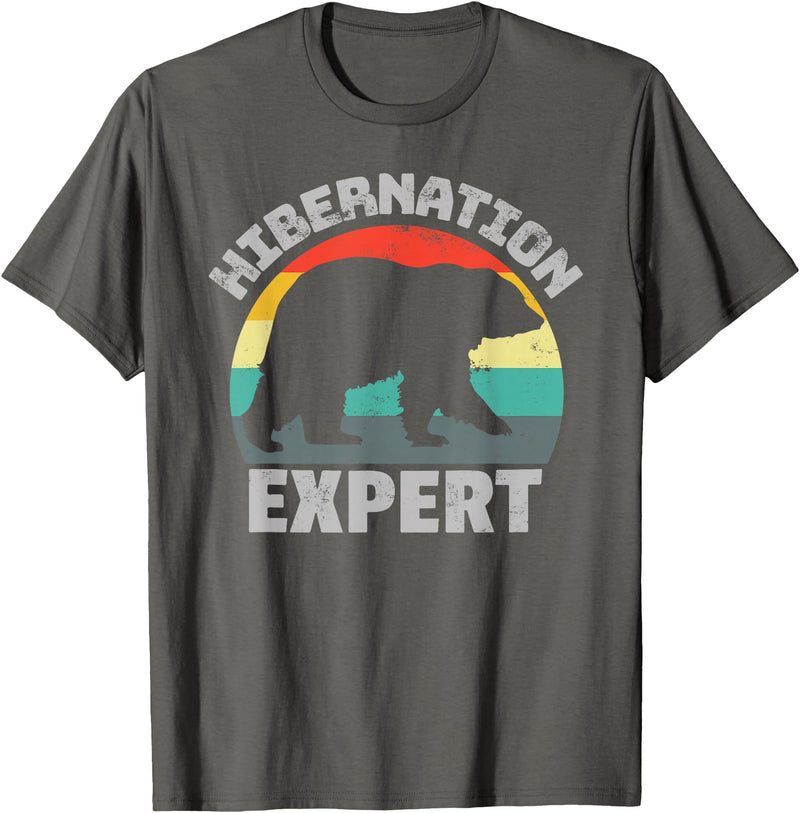 For Those Who Hate Winter Hibernation Bear Expert - Retro Funny Winter T-Shirt - Asphalt Grey