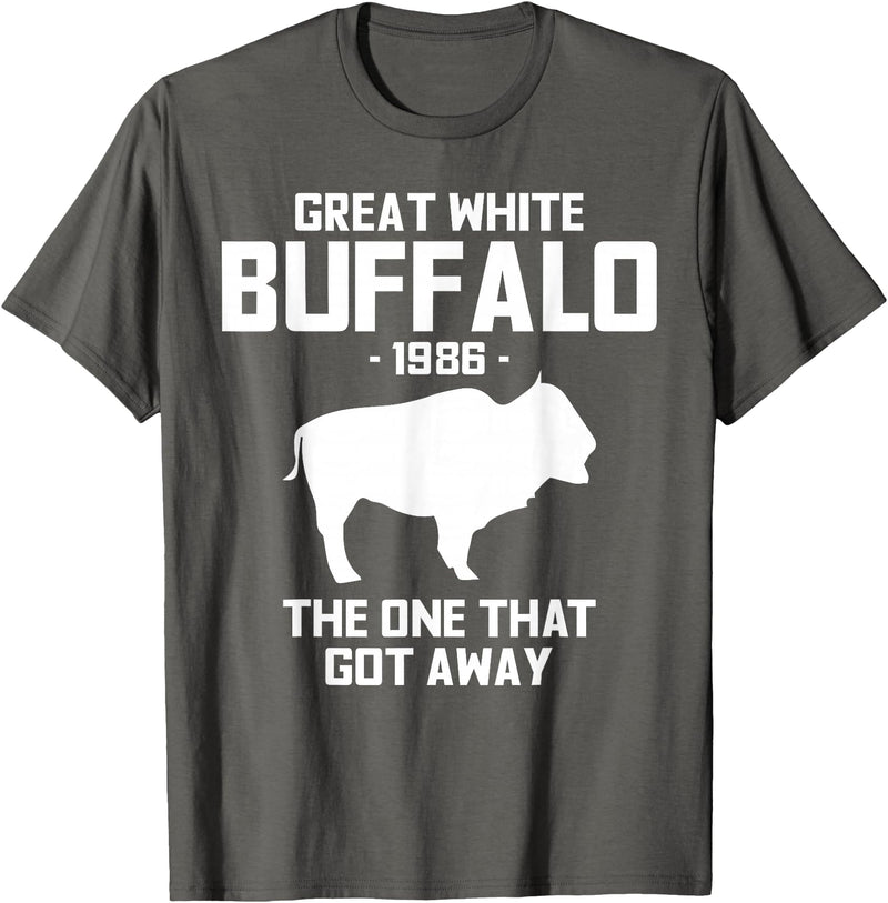 Great White Buffalo T-Shirts Great White Buffalo The One That Got Away Funny T-Shirts T-Shirt - Asphalt Grey
