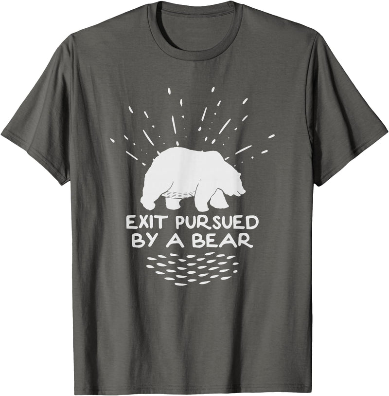 Funny Winter Tees Exit Pursued By a Bear - Funny Shakespeare - Winter Shirt T-Shirt - Asphalt Grey