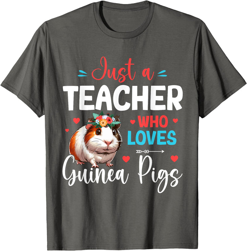 Teacher Birthday Costume A Teacher Loves Guinea Pigs Costume Floral Cute Guinea Pig Men Women Kids T-Shirt - Asphalt Grey