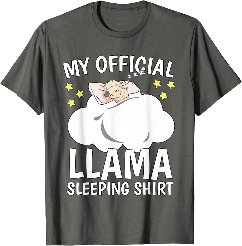 Llama Sleeping Wear Kids, Women & Men Official Sleeping Shirt Sleep Shirt Pajama Naps PJ Llama T-Shirt - Asphalt Grey