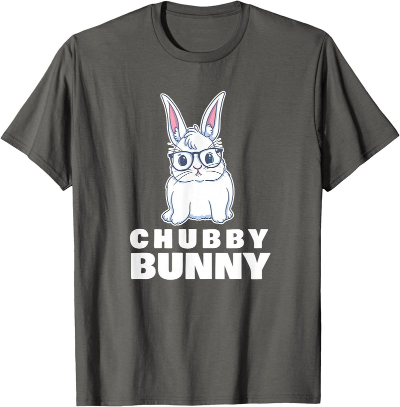 Chubby Bunny Cute Rabbit Love Fat T-Shirt in Asphalt Grey