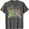 Halloween Vibes Funny Skeleton Hand Spooky Season T-Shirt - Asphalt Grey