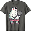 Polar Bear Racket Ball Animal Playing Tennis Polar Bear Tennis Club Animals Sport Tournament T-Shirt - Asphalt Grey