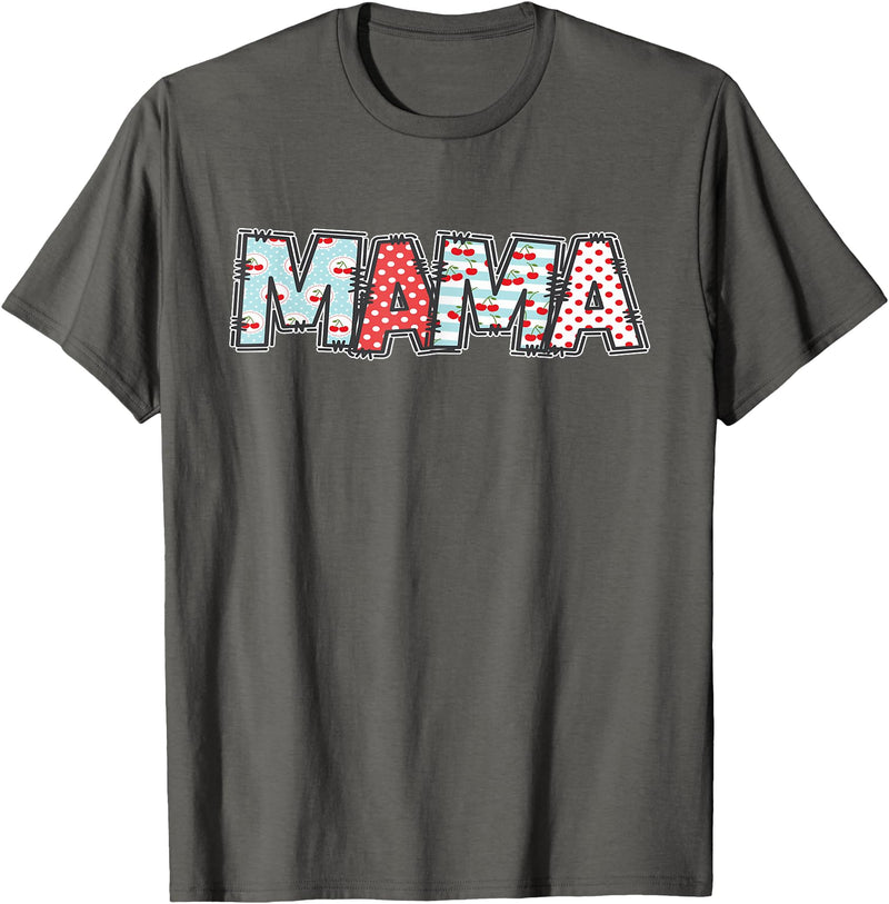 Retro Cherry Matching Family Tees Boho Cherry Mom Mama Halloween Costume T-Shirt - Asphalt Grey