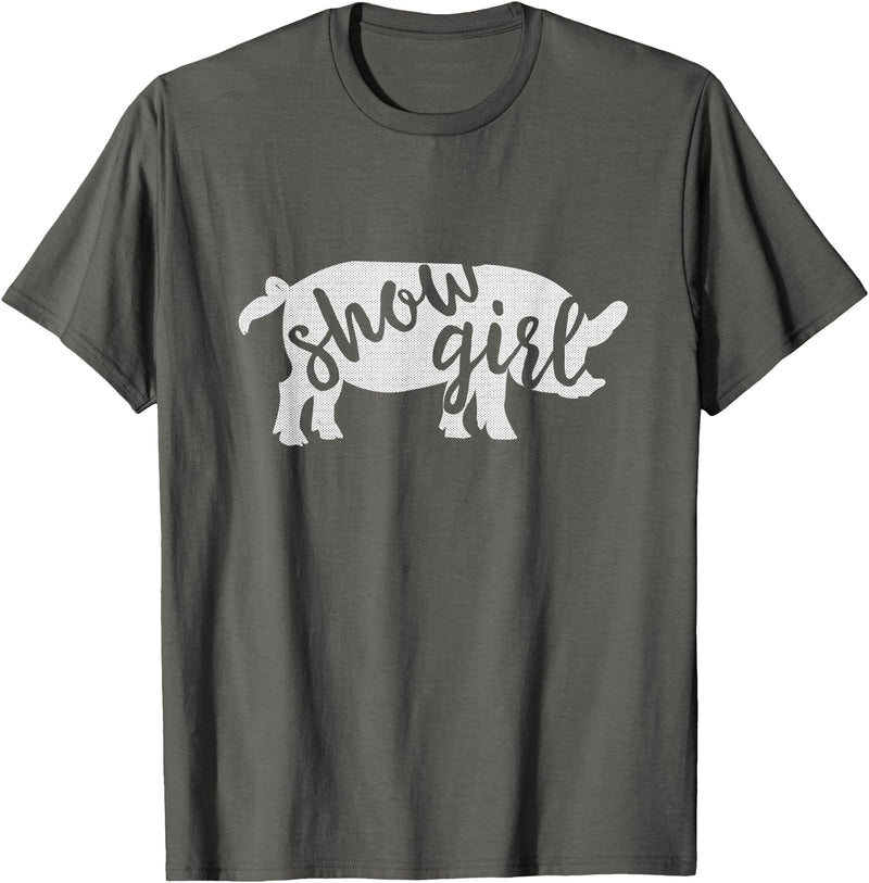 Pig Showing Gifts & Apparel Cute Show Pig Girl T-Shirt - Asphalt Grey