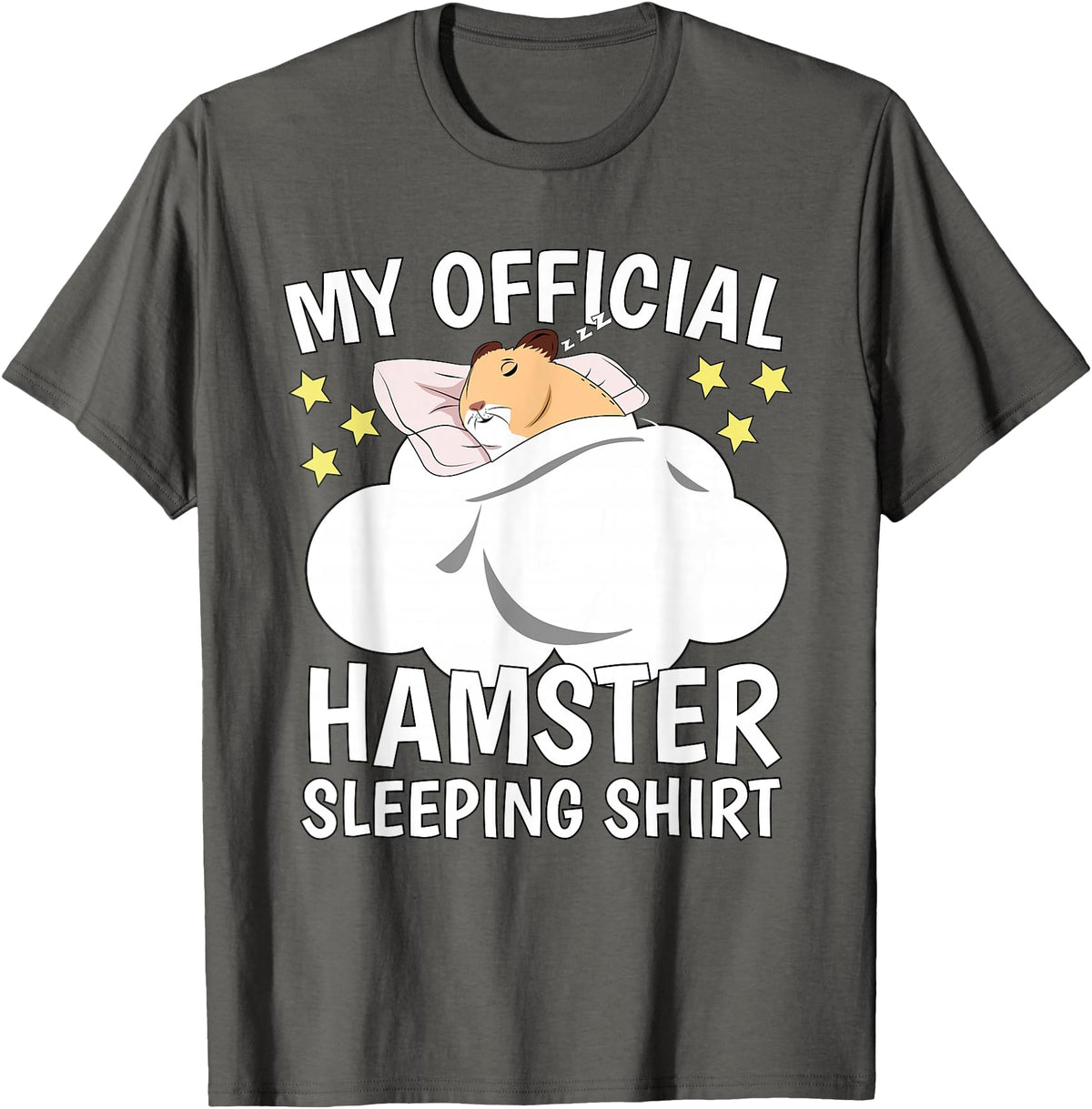 Official Sleeping Shirt Sleep Shirt Pajama Naps PJ Hamster T-Shirt - Asphalt Grey
