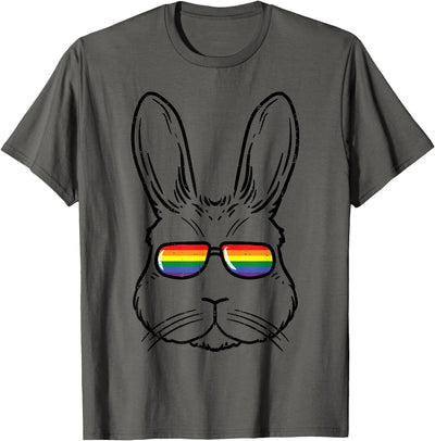 Rabbit Face with Rainbow Glasses Pride T-Shirt