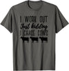 NikkiDawn's Cow Apparel I Work Out Just Kidding I Chase Cows Funny Cow T-Shirt - Asphalt Grey