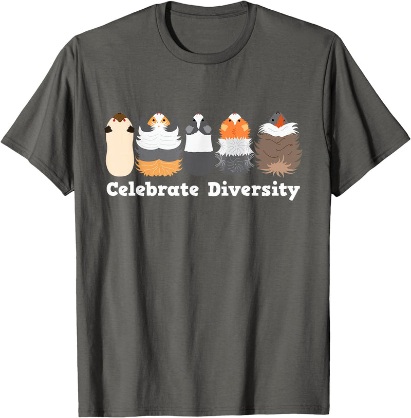 Guinea Pig Diversity Cute Rodent Lovers Celebrate Diversity Cute Party Theme Pet Lovers Guinea Pig T-Shirt - Asphalt Grey