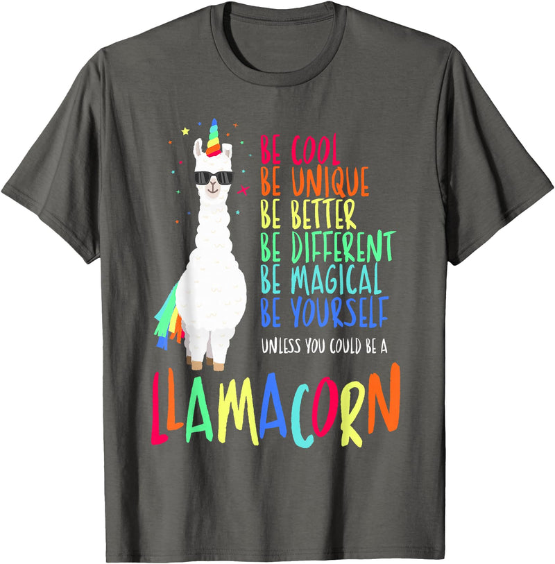 CuisineDuCool Funny Llamacorn - Funny Cute Llama Unicorn T-Shirt - Asphalt Grey