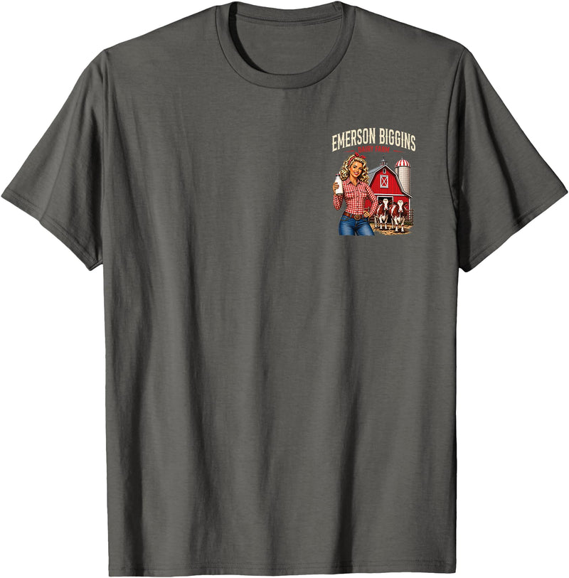 Funny Dairy Farm Milk Cow Humor Inappropriate Funny Adult Humor Emerson Biggins Innuendo Gag Gifts 2-Sided T-Shirt - Asphalt