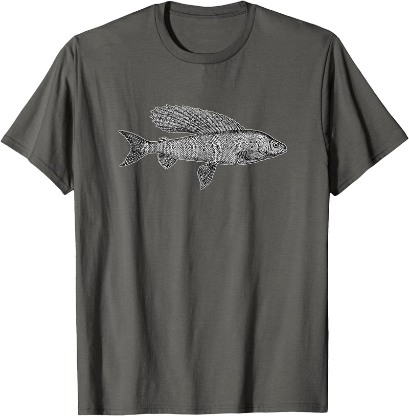Grayling Fish Fish Grayling Graphic Fishing T-Shirt - Asphalt Grey