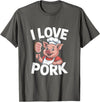 Pig Chef Barbecue Enthusiast Humor I Love Pork Funny Pig Chef Cartoon BBQ T-Shirt - Asphalt Grey