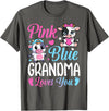 Cow Baby Shower Announcement Family Matching Tees Pink Or Blue Grandma Loves You Cow Gender Reveal Family T-Shirt - Asphalt