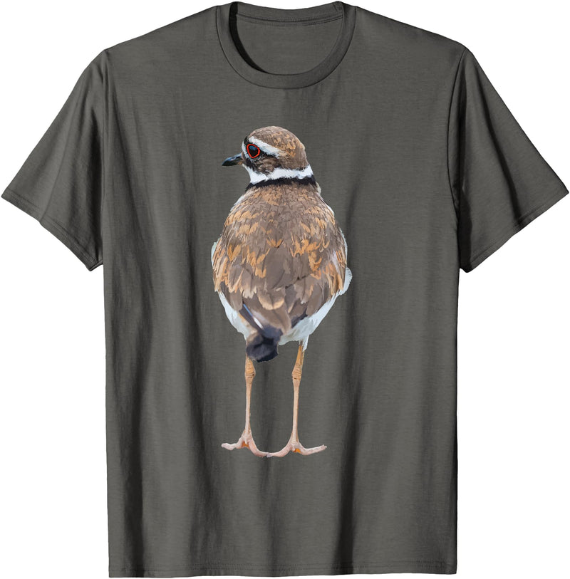 BJD Birds Killdeer Cute Graphic Print T-Shirt Bird Gift Bird Lover T-Shirt - Asphalt Grey