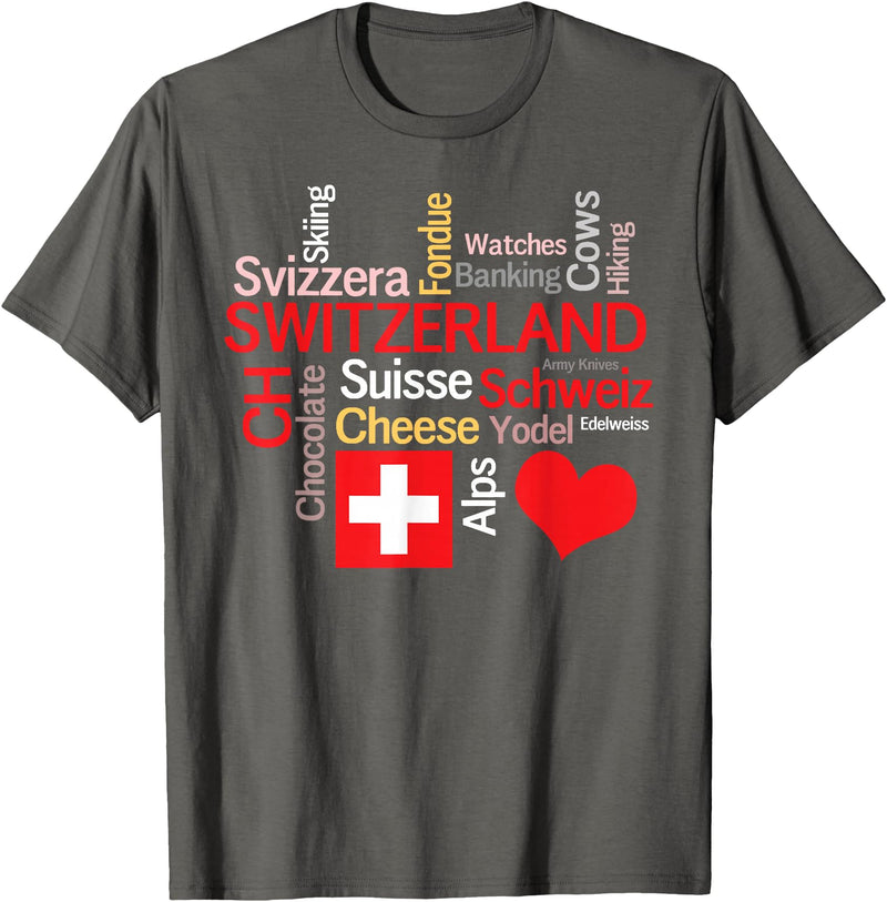 Simply Swiss Why I Love Switzerland T-Shirt - Asphalt Grey