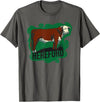 Hereford cow lover gift Hereford cow standing on the green grass T-Shirt - Asphalt Grey