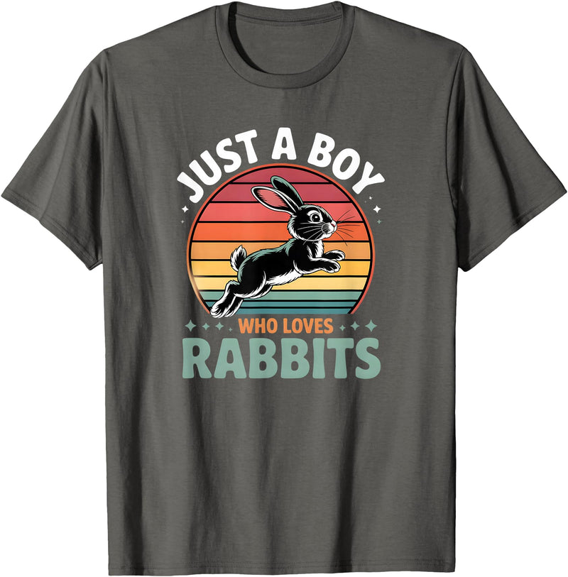 Cute Boys Rabbit Lover Bunny Graphic T-Shirt in Asphalt Grey