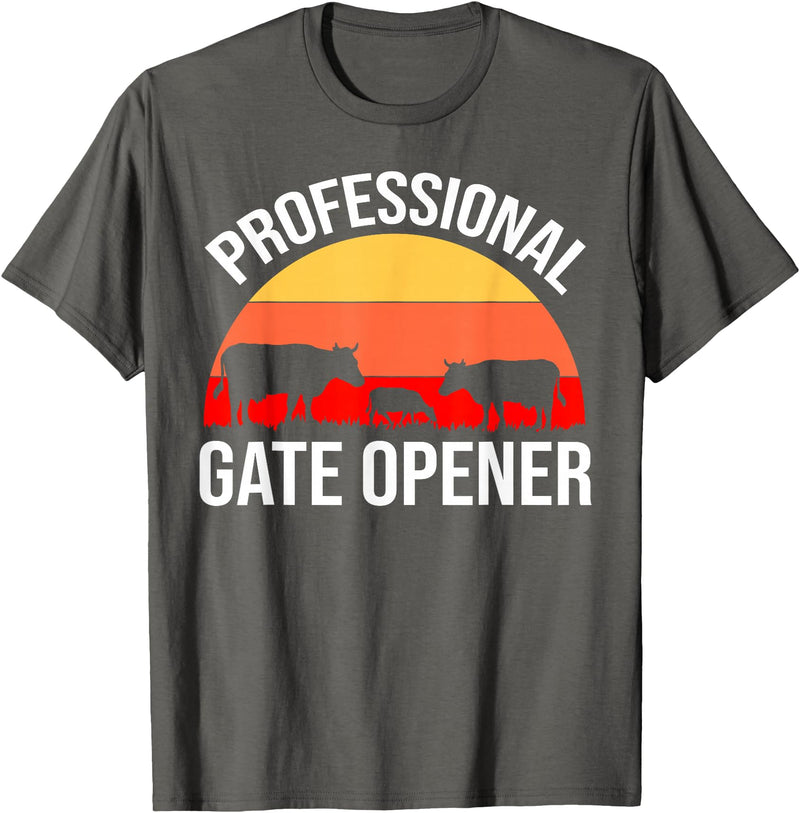 Opener Cow Lover Gift Co. Professional Gate Opener Cow Apparel T-Shirt - Asphalt Grey