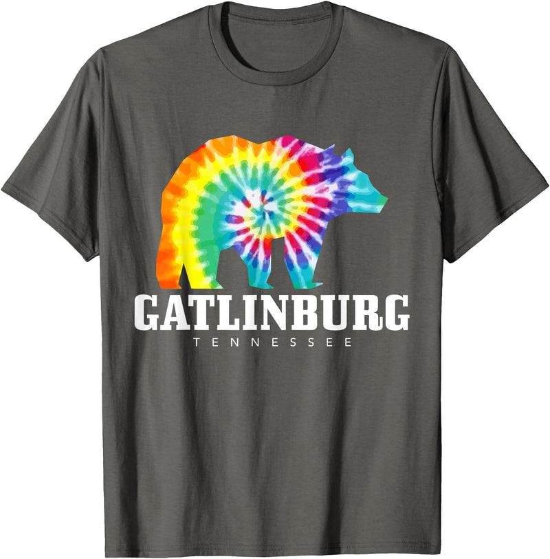Gatlinburg Tennessee - Bear Tie Dye Gatlinburg Tennessee Bear Tie Dye Vintage Retro T-Shirt - Asphalt Grey