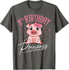 Pig Birthday 8 Cute Piggy Barn Party Apparel Pig 8th Birthday Princess Farm Party Hog Farmer Barnyard T-Shirt - Asphalt Grey