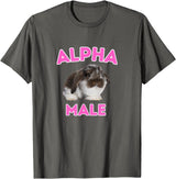 Alpha Male Cute Bunny Meme Funny Rabbit T-Shirt in Asphalt Grey