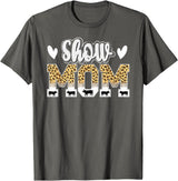 Cute Pig Show Mom For Mother's Day Leopard Print Pig Show Mom T-Shirt - Women's Black Small Classic Crew Neck Short Sleeve T-Shirt - Asphalt Grey