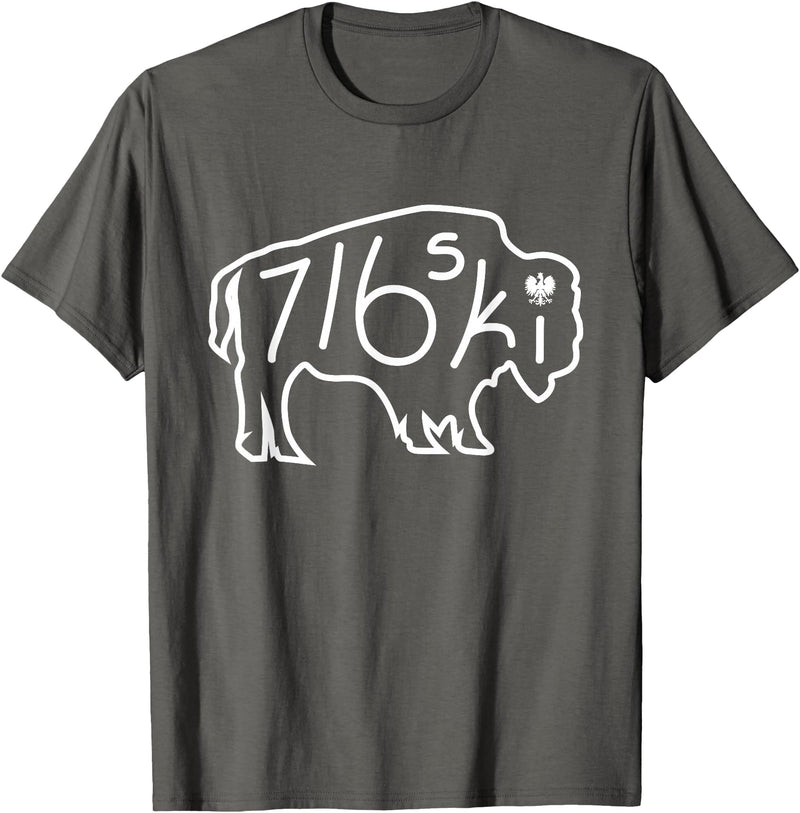 Buffalo Polish 716 716ski Dyngus Day Buffalo NY Polish T-Shirt - Asphalt Grey