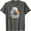 Book Lovers Polar Bear reading Books Cute Polar Bear is reading a Book, Reading Polar Bear T-Shirt - Asphalt Grey