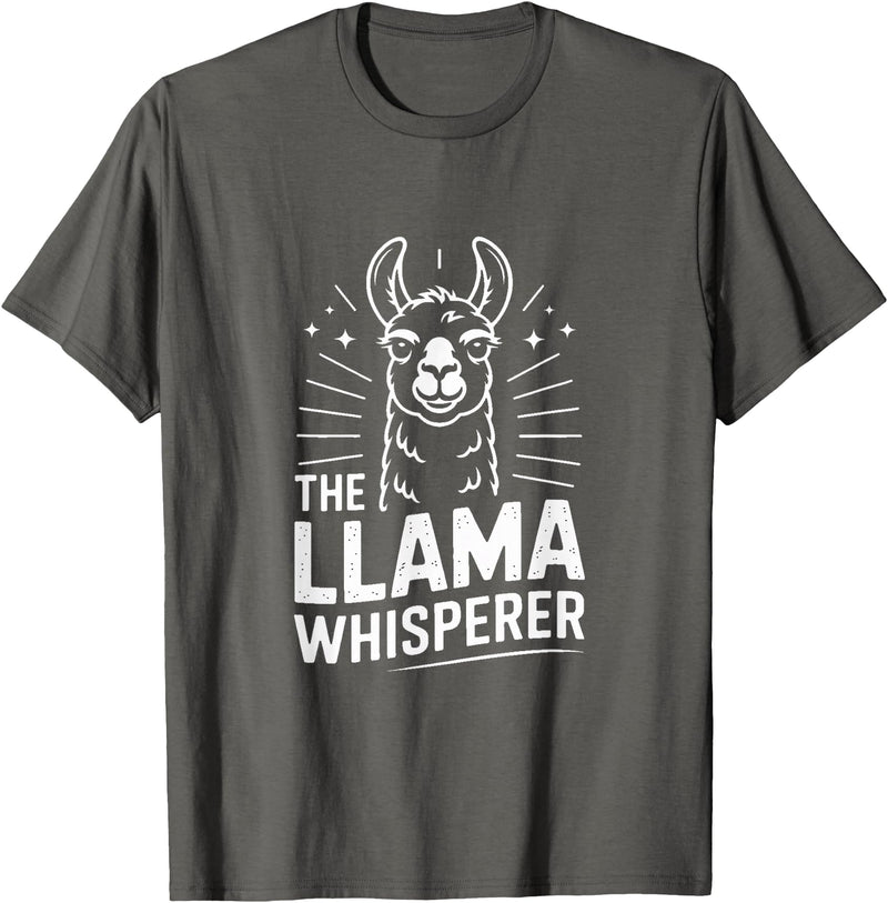 Llama Whisperer Funny Llama Lover Farm Humor The Llama Whisperer Funny Llama Lover Humor T-Shirt - Asphalt Grey