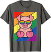 LGBTQ Flag Gay Pride Month Rainbow Pig With LGBT Glasses T-Shirt - Asphalt Grey