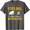 Cycling Needs Motivation - Bear Chasing Cyclist - Funny T-Shirt - Asphalt Grey