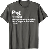 BBQ Barbecue Shirts Men Women Grilling Gifts Pig Definition Bacon Funny Bbq Barbecue Grill Men Women Kids T-Shirt - Asphalt Grey