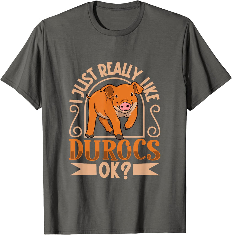 Creative Duroc Pig Designs I Love My Duroc Pig T-Shirt - Asphalt Grey