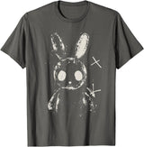 Creepy Cute Bunny Rabbit Alt Goth Grunge Horror Aesthetic T-Shirt in Asphalt Grey